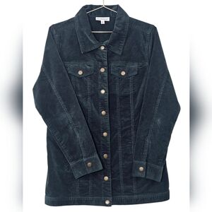 ☆ North Style Women's Long Sleeve Corduroy Jacket Sz M Green Pockets